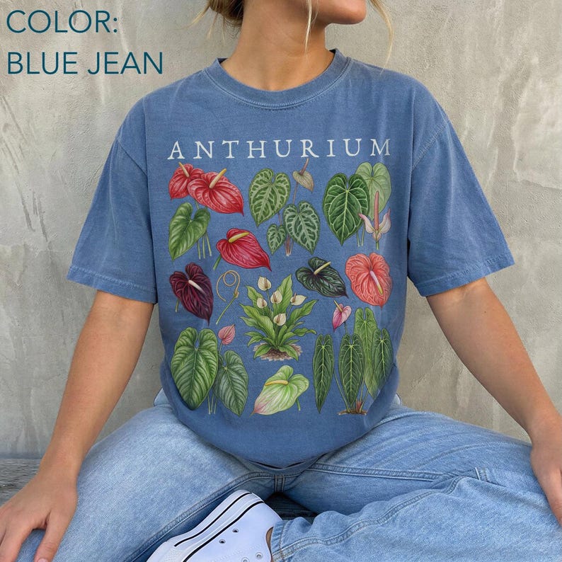 Anthurium Shirt Comfort Colors®, Vintage Botanical Shirt, Tropical Houseplant Tee, Anthurium Flower Shirt, Aroid Plant Tee, Plant Lover Gift image 5