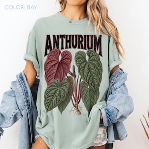 Anthurium Luxurians Shirt Comfort Colors, Vintage Botanical Anthurium Shirt, Rare Houseplant Shirt, Aroid Plant Tee, Indoor Plant Lover Gift image 4