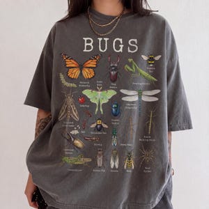 Vintage insektskjorta Comfort Colors®, insektsarter-t-shirt, entomologi-t-shirt, fjärilsbagge-mal-t-shirt, Cottagecore-natur-t-shirt, insektsgåvor