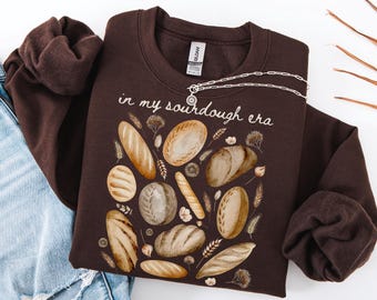 Sweat-shirt À l'époque du levain, pull à col rond amateur de pain, pull de cuisson cottagecore, pull esthétique de boulangerie artisanale, cadeau pour gourmets, cadeau boulanger