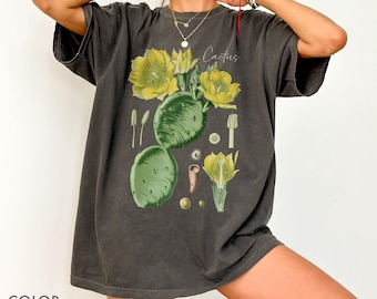 Cactus Shirt Comfort Colors, Botanical Cactus Tee, Succulent Anatomy Tshirt, Plant Biology Shirt, Gift For Gardener, Desert Plant Lover Gift