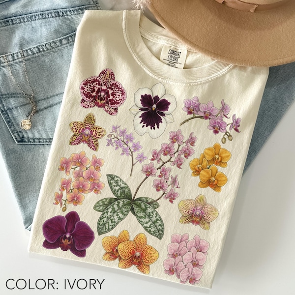 Vintage Orchid Shirt Comfort Colors®, Phalaenopsis Orchid Shirt, Moth Orchid Floral Shirt, Botanical Flower Shirt, Cottagecore Garden Shirt