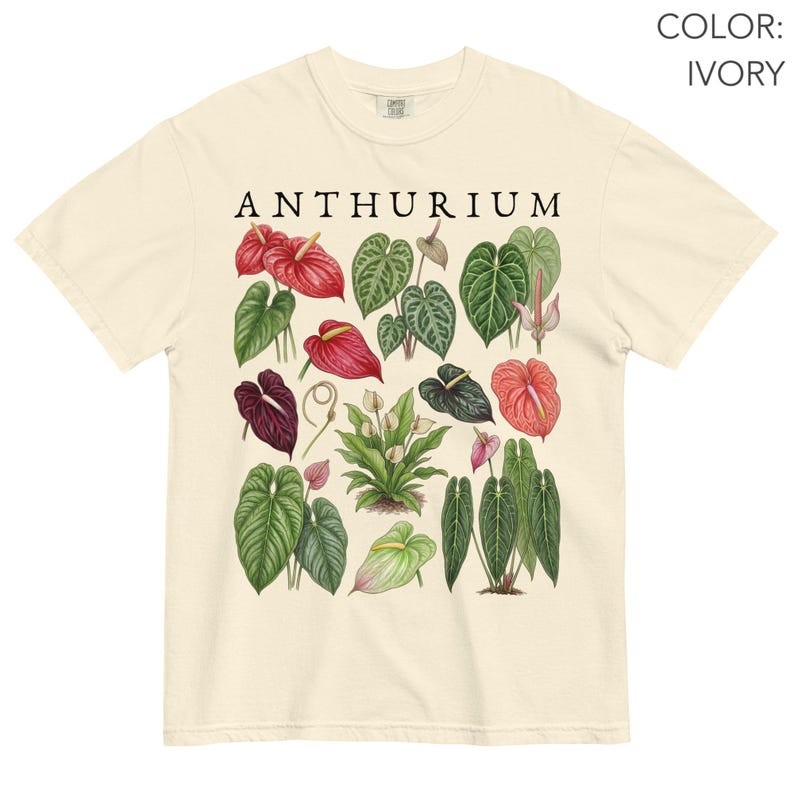 Anthurium Shirt Comfort Colors®, Vintage Botanical Shirt, Tropical Houseplant Tee, Anthurium Flower Shirt, Aroid Plant Tee, Plant Lover Gift image 9