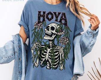 Hoya Linearis Skeleton Shirt Komfort Farbe, Botanische Schädel Pflanze Shirt, Wachs Pflanze Gothic Shirt, Dunkle Cottagecore Pflanze Geschenk, Zimmerpflanze T-Shirt