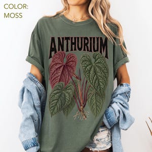 Anthurium Luxurians Shirt Comfort Colors, Vintage Botanical Anthurium Shirt, Rare Houseplant Shirt, Aroid Plant Tee, Indoor Plant Lover Gift image 3