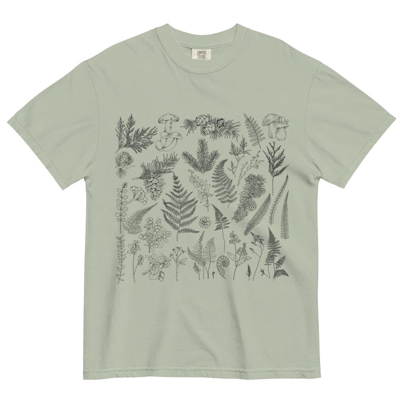 Fall Botanical Forest Shirt Comfort Colors®, Woodland Fern & Mushroom Tee, Nature Forestcore Tee, Cottagecore Shirt, Autumn Plant Lover Gift image 8