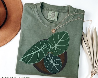 Alocasia Plant Shirt Comfort Colors®, Botanical Shirt, Houseplant Shirt, Minimalist Plant Lover Tee, Aesthetic Garden Top, Plant Lover Gift