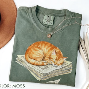 Vintage kattenshirt Comfort Colors®, oranje tabby shirt, slapende kat grafisch T-shirt, Street Cat Lover cadeau, uniseks oversized stadsdierenshirt