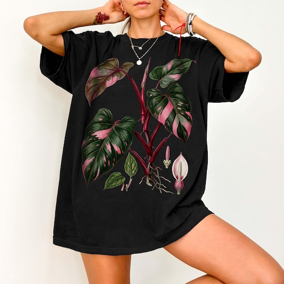 Philodendron Pink Princess Shirt Comfort Colors, Pink Variegated Philodendron Plant Shirt, Botanical Houseplant Tee, Indoor Plant Lover Gift