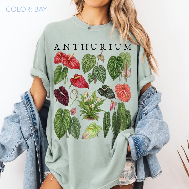 Anthurium Shirt Comfort Colors®, Vintage Botanical Shirt, Tropical Houseplant Tee, Anthurium Flower Shirt, Aroid Plant Tee, Plant Lover Gift image 6