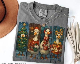 Goose Christmas Brushstroke Shirt Comfort Colors®, Funny Festive Goose Shirt, Christmas Goose Shirt, Cute Goose Lover Gift, Christmas Gift