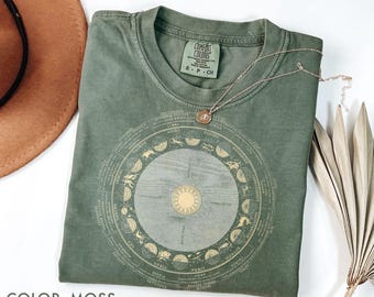 Zodiac Astrology Shirt Comfort Colors®, Celestial Horoscope Tee, Sun & Moon Constellation Tee, Mystic Star Sign Shirt, Cosmic Astrology Gift