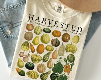 Ernte-Shirt Comfort Colors®, Botanischer Kürbis & Kürbisse Shirt, Cottagecore Garten-T-Shirt, Gemüse-Shirt, Herbst-Fall-Geschenk, Kürbis-Shirt