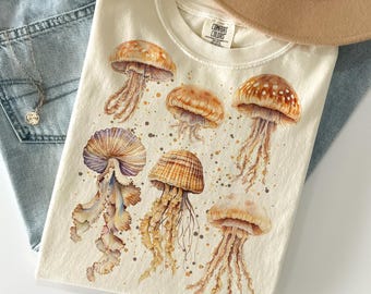 Retro Quallen-Shirt Comfort Colors®, Cottagecore Ocean T-Shirt, Vintage Marine Ästhetisches Top, Ocean Lover Geschenk, Ocean Life T-Shirt, Sea Animal T-Shirt