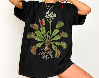 chemise vintage Venus Flytrap Comfort Colors®, chemise plante carnivore, t-shirt botanique gothique, chemise nature cottagecore foncé, cadeau pour parent végétal