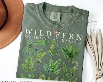 Camiseta botánica de helechos silvestres Comfort Colors®, camiseta Forestcore, regalo para amantes de las plantas, camiseta Cottagecore, camiseta con estética natural, camiseta de flores silvestres S-4XL