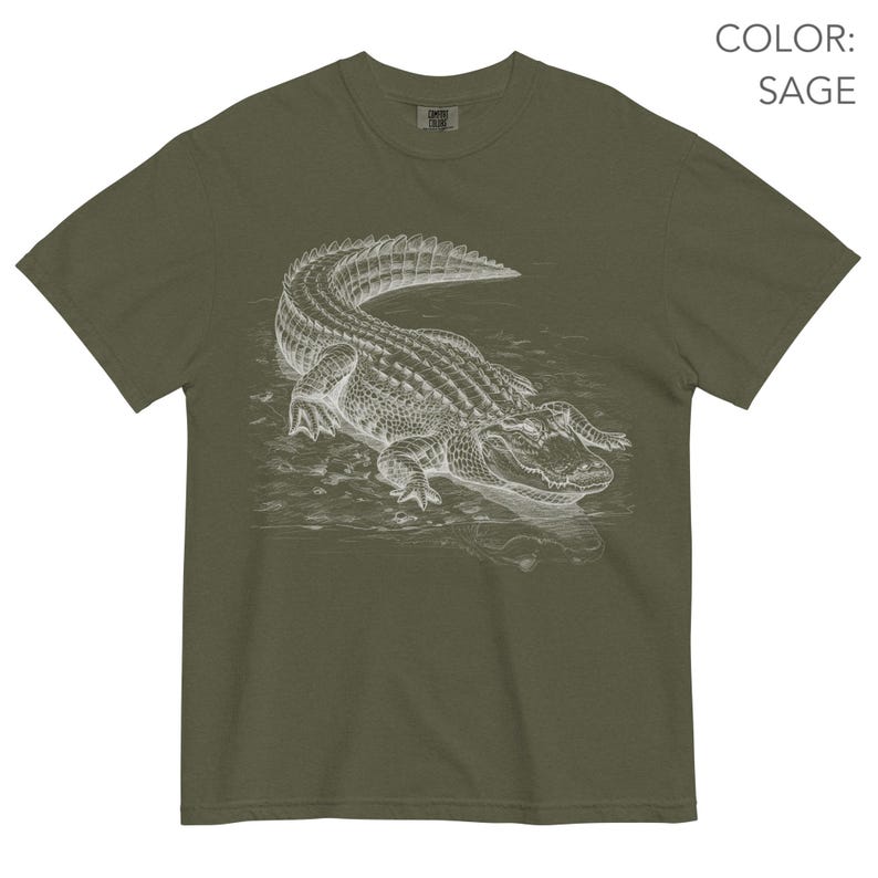 Vintage Alligator Shirt Comfort Colors®, Crocodile Doodle Shirt, Wildlife Reptile Graphic Tee, Animal Shirt, Nature Shirt, Animal Lover Gift image 7