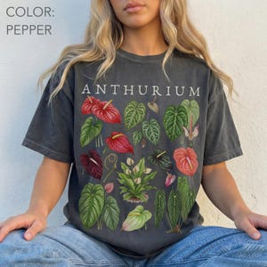 Anthurium Shirt Comfort Colors®, Vintage Botanical Shirt, Tropical Houseplant Tee, Anthurium Flower Shirt, Aroid Plant Tee, Plant Lover Gift image 4