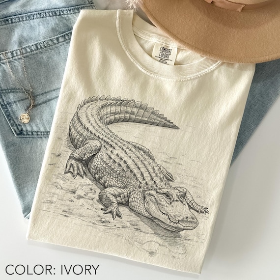 Vintage Alligator Shirt Comfort Colors®, Crocodile Doodle Shirt, Wildlife Reptile Graphic Tee, Animal Shirt, Nature Shirt, Animal Lover Gift