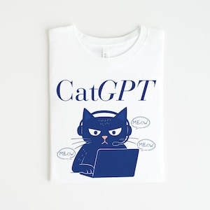 Camiseta unisex con humor sobre IA y tecnología CatGPT: divertida camiseta con meme de gatos y GPT para programadores, desarrolladores, amantes de los gatos y geeks.