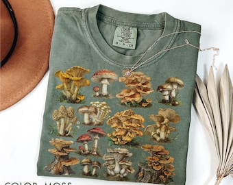 Vintage Mushroom Shirt Comfort Colors®, Retro Botanical Fungi Shirt, Cottagecore Foraging Tee, Forestcore Aesthetic Shirt, Plant Lover Gift