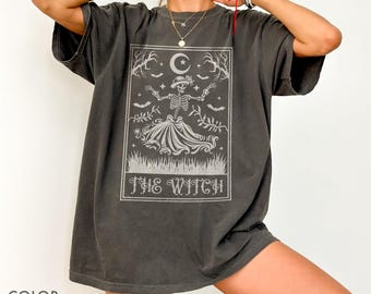 Camiseta Feminista Bruja Tarot Comfort Colors®, Camiseta Feminista Bruja, Camiseta Feminista con Vibras Brujas, Camiseta Divertida Vintage de Halloween, Regalo Brujo