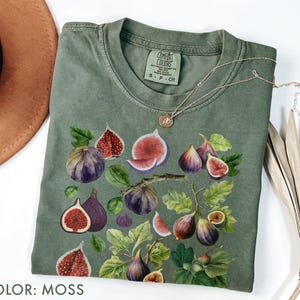 Retro vijg Comfort Colors®-shirt, fruit-T-shirt, botanische aquarel, cadeau fruitliefhebber, Cottagecore Garden-T-shirt, natuuresthetiek, T-shirt vijgenliefhebbers