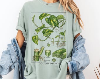 Golden Pothos Shirt Comfort Colors, Vintage Pothos Plant Anatomy Shirt, Botanical  Tee, Cottagecore Houseplant Tee, Indoor Plant Lover Gift