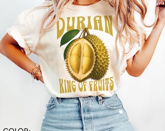Comfort Colors® Durian Fruit-shirt, shirt botanische boerenmarkt, shirt tropisch fruit, fruit T-shirt, Zuidoost-Aziatisch cadeau voor fijnproevers