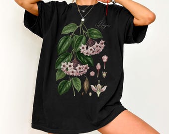 Hoya Shirt Comfort Colors®, Botanisches Hoya Blumen-Shirt, Pflanzenanatomie-T-Shirt, Cottagecore botanisches T-Shirt, Zimmerpflanzen-Shirt, Geschenk für Pflanzenliebhaber