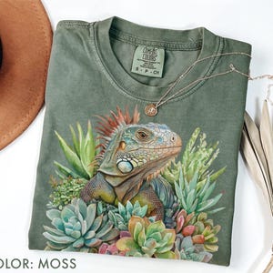 Iguana Shirt Comfort Colors®, Succulent Lizard Shirt, Reptile Graphic Tee, Desert Animal Shirt, Cottagecore Nature Shirt, Reptile Lover Gift