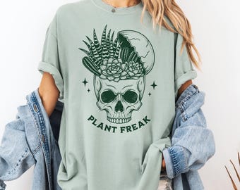 Plant Skull Shirt Comfort Colors, Skull Succulent Shirt, Gothic Plant Tee, Dark Cottagecore Botanical Shirt, Gardener Gift, Houseplant Shirt
