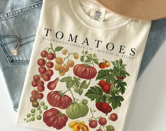 Tomato Shirt Comfort Colors®, Fruit Shirt, Botanical Shirt, Cottagecore Clothing Vegan Shirt, Garden Shirt, Vegetable Shirt, Aesthetic Shirt