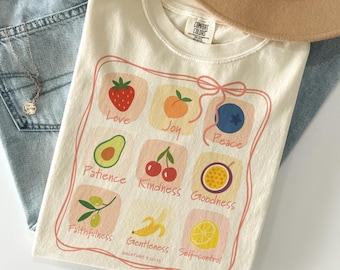 Comfort Colors® Christian Fruits of the Spirit Shirt, Faith-Based Bible Tee, Gift For Jesus Lover, Bible Verse Shirt, Religious Gift for Her