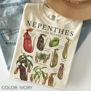 Köttätande växter-tröja Comfort Colors®, Nepenthes botanisk tröja, kannaväxt-tröja, natur-tröja, trädgårdsskötsel-tröja, gåva för sällsynta växter