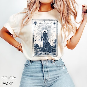 Tarot Feministische Hexe Komfort Farben Shirt, feministisches Witchy Vintage Halloween T-Shirt, Witchy Vibes Feminismus Shirt, Girly Shirt, Witchy Geschenk