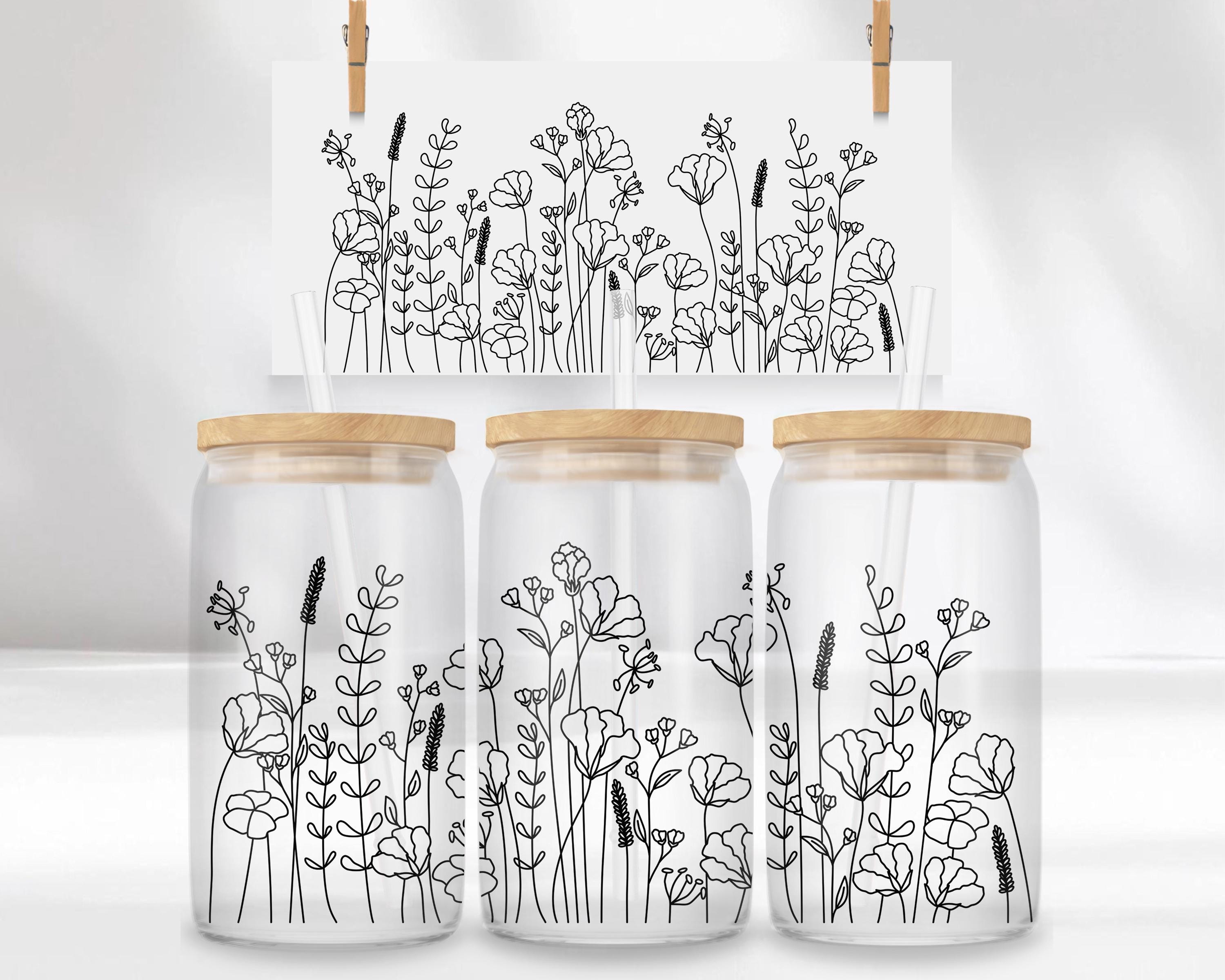 Wildflower Libbey Glass Can Wrap V.2 SVG Bundle | 16 and 20 Oz Jar ...