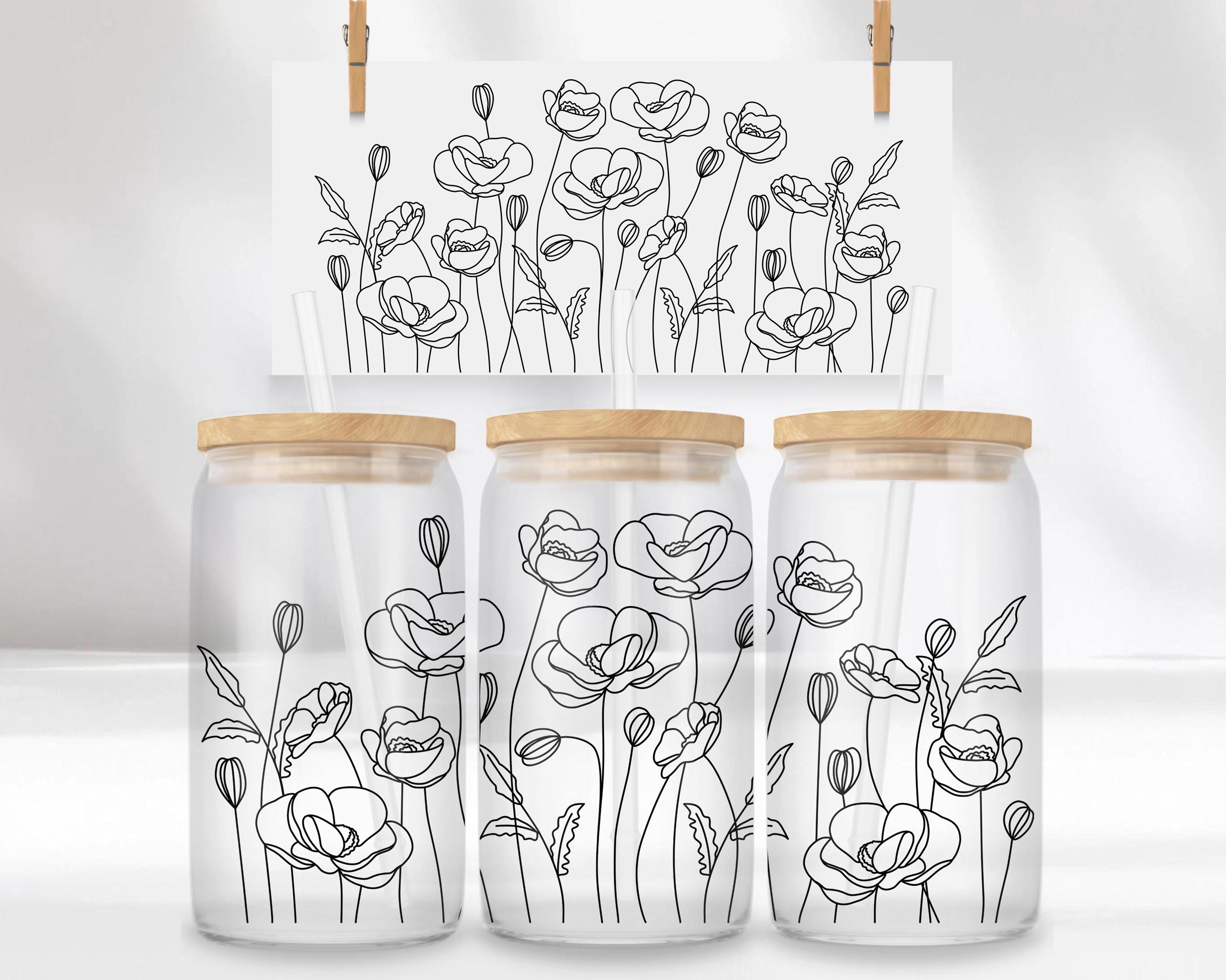 Wildflower Libbey Glass Can Wrap V.2 SVG Bundle | 16 and 20 Oz Jar ...