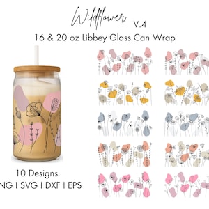Wildflower Libbey Glass Can Wrap SVG Bundle: Cricut & Silhouette Files