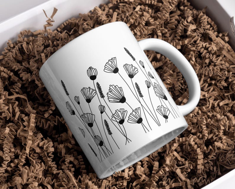 Wildflower Libbey glass can wrap PNG SVG DXF EPS bundle for 16 oz and 20 oz tumbler sublimation, hand-drawn flower line art, wild flower wrap template, floral tumbler design, aesthetic black and white glass can design, boho botanical can wrap, commercial use, instant download, summer flower can glass design, minimalist wildflower tumbler art, floral SVG for Cricut and Silhouette, transparent background PNG for craft projects, digital flower wrap for iced coffee cup. libby jar sublimation