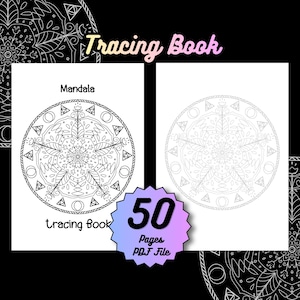 Mandala Nachverfolgung Buch druckbare PDF, Entspannung Kunst Arbeitsmappe, Stressabbau Aktivität, anfängerfreundliche Linie Praxis