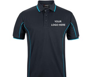 Embroidered Piping Polo Shirt: Custom Name/Logo, Business Apparel I Workwear Uniform