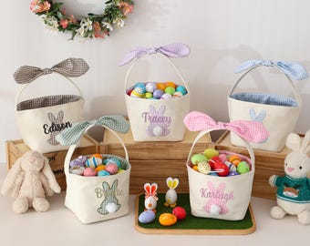 Embroidered Easter Bucket for Kids, Personalised Bunny Basket