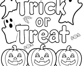 Trick or Treat & Happy Halloween Coloring Sheets – Instant Download Printable Pages for Kids and Adults