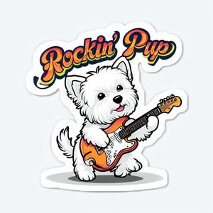 Rockin' Pup Westhighland Terrier gitaarsticker