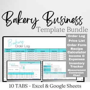 Bakery Business Plan Template Google Sheets, Bakery Spreadsheet, Bakery Order Form, Bakery Template, Cake Business Bundle, Recipe Calculator