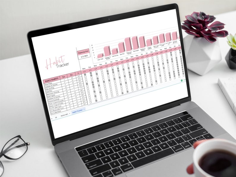 Habit Tracker Template Google Sheets Fitness Tracker Yearly Etsy