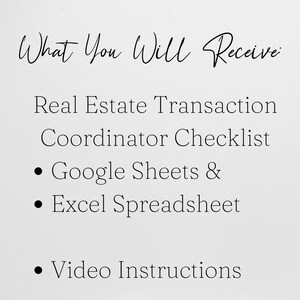 Realtor Transaction Checklist, Real Estate Excel Spreadsheets, Transaction Coordinator Tracker, Transaction Coordinator Templates Checklist image 5