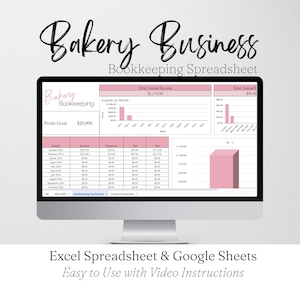 Bakery Business Bookkeeping Template, Bakery Business Income and Expenses Tracker Log, Bakery Business Excel Spreadsheet Google Sheets