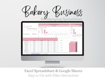 Bakery Business Bookkeeping Template, Bakery Business Income and Expenses Tracker Log, Bakery Business Excel Spreadsheet Google Sheets